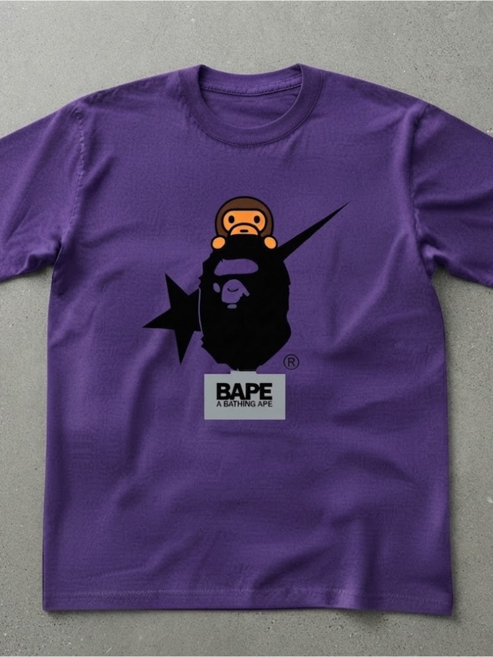 Purple BAPE Nike Mashup Graphic Gildan T-Shirt Casual Tee